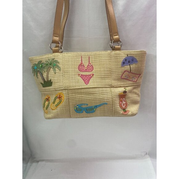 Vintage Straw Beach Theme Shoulder Double Handle Bag - Picture 1 of 10